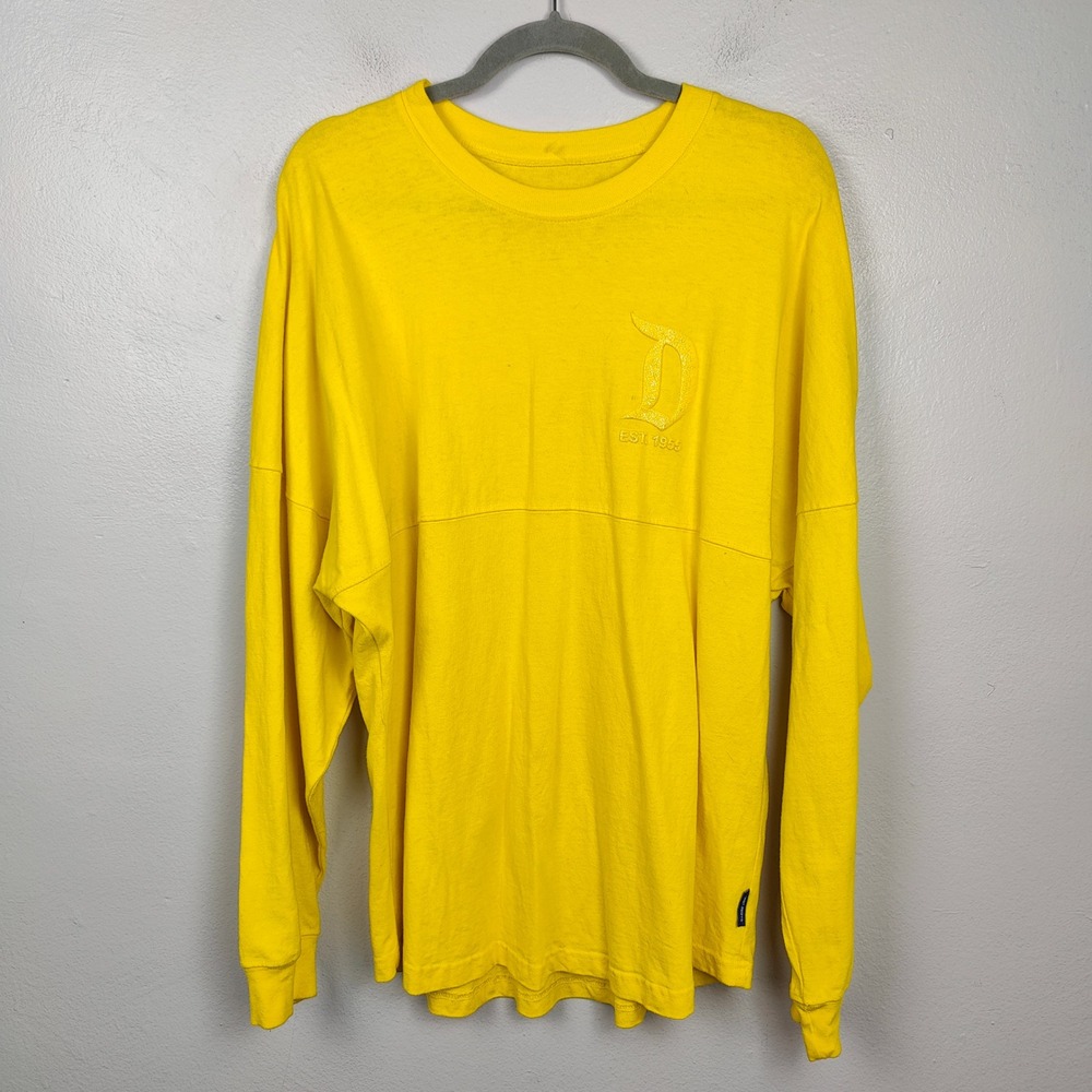 Disney Spirit Jersey Shirt Size Medium Yellow Long Sleeve Glitter Disneyland‎